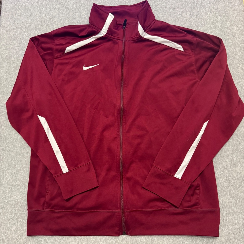 Nike Mens Team Training Track Jacket Maroon Burgundy White 2XL Y2K